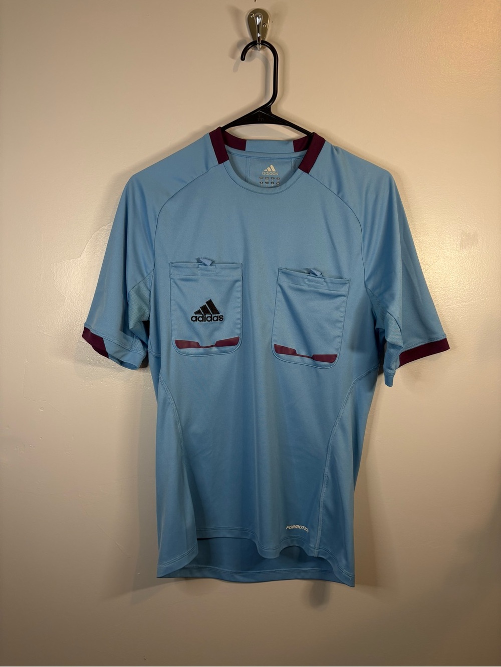 adidas Light Blue Short Sleeve Referee Jersey Formotion Soccer Purple Small - Picture 3 of 9